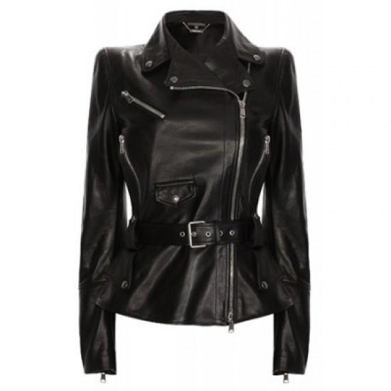 Mariah Carey Black Biker Style Leather Jacket
