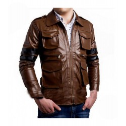 Four Pocket Chocolate Brown Jacket With Stripes