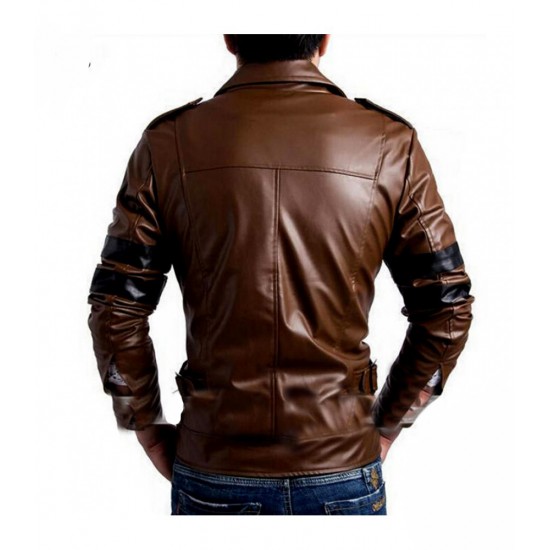 Four Pocket Chocolate Brown Jacket With Stripes