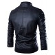 Men's Slim fit Black Marble Faux Leather Moto Bomber Jacket