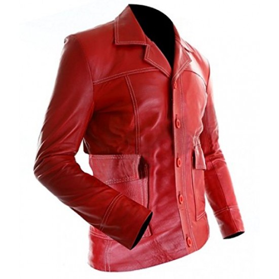 Fight Club Red Coat Leather Jacket