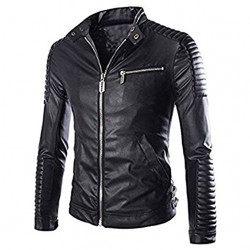 Men's Biker Black Faux Leather Jacket