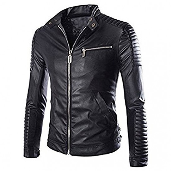 Men's Biker Black Faux Leather Jacket