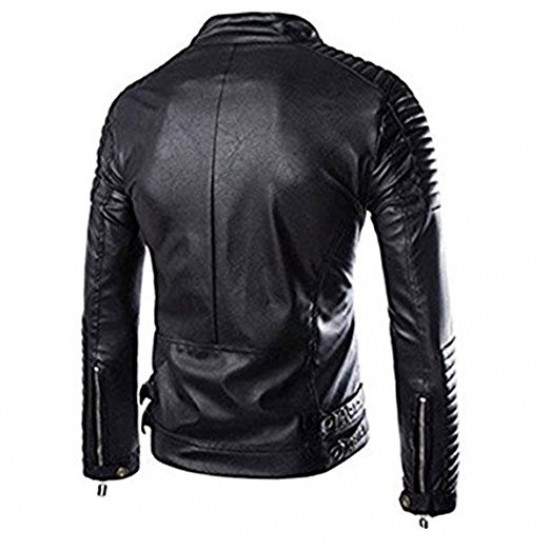 Men's Biker Black Faux Leather Jacket