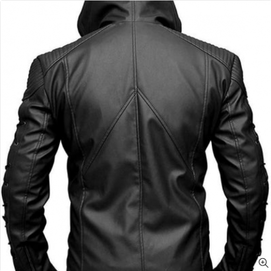 Arrow Inspired Black Hood Leather Jacket Arrow Inspired Black Hood Leather Jacket