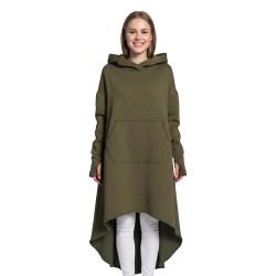 Asymmetric Maxi Hoodie | Longline Hooded Sweatshirt with Kangaroo Pocket 