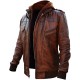 Cafe Racer Jacket Men Motorcycle Vintage Waxed Brown Removable Hoodie Biker Leather Jacket Cafe Racer Jacket Men Motorcycle Vintage Waxed Brown Removable Hoodie Biker Leather Jacket