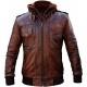 Cafe Racer Jacket Men Motorcycle Vintage Waxed Brown Removable Hoodie Biker Leather Jacket Cafe Racer Jacket Men Motorcycle Vintage Waxed Brown Removable Hoodie Biker Leather Jacket