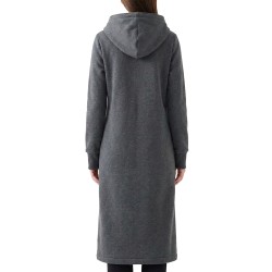 Dark Grey Long Organic Cotton Hoodie | Oversized Zip-Up Hooded Sweatshirt Jacket for Women