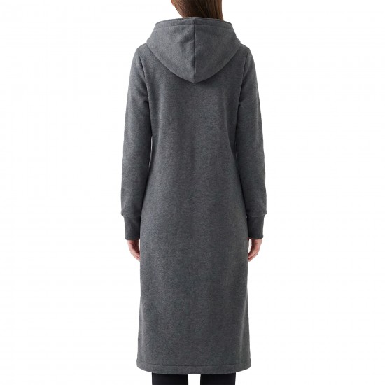 Dark Grey Long Organic Cotton Hoodie | Oversized Zip-Up Hooded Sweatshirt Jacket for Women Dark Grey Long Organic Cotton Hoodie | Oversized Zip-Up Hooded Sweatshirt Jacket for Women