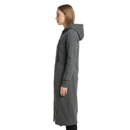 Dark Grey Long Organic Cotton Hoodie | Oversized Zip-Up Hooded Sweatshirt Jacket for Women Dark Grey Long Organic Cotton Hoodie | Oversized Zip-Up Hooded Sweatshirt Jacket for Women