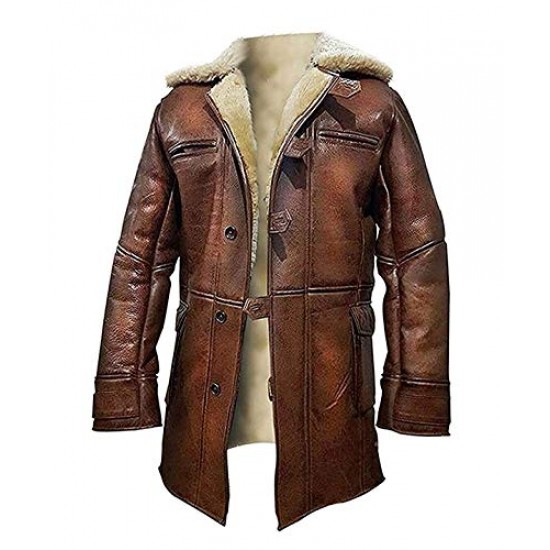 Distressed Brown Tom Hardy Leather Fur Shearling Dark Knight Rises Bane Jacket Coat Distressed Brown Tom Hardy Leather Fur Shearling Dark Knight Rises Bane Jacket Coat