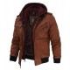 Edinburgh Mens Brown Leather Bomber Jacket With Hood Edinburgh Mens Brown Leather Bomber Jacket With Hood