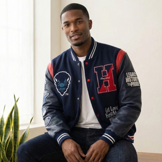 Howard University–Inspired Varsity Jacket | HBCU Legacy Wool & Leather Letterman Bomber
