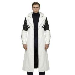 Iconic Movie-Inspired White Long Leather Gothic Coat - Cosplay Edition