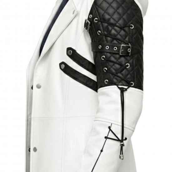Iconic Movie-Inspired White Long Leather Gothic Coat - Cosplay Edition