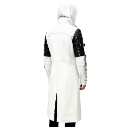 Iconic Movie-Inspired White Long Leather Gothic Coat - Cosplay Edition