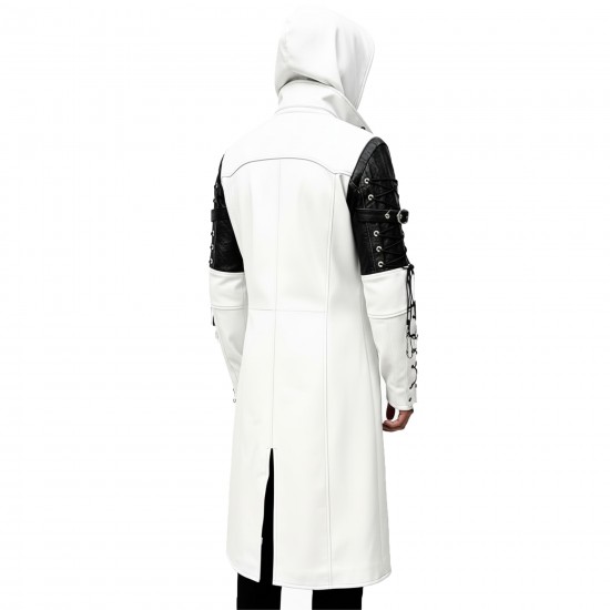 Iconic Movie-Inspired White Long Leather Gothic Coat - Cosplay Edition