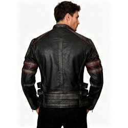 Men Antique Motorcycle Black Distressed Leather Jacket 