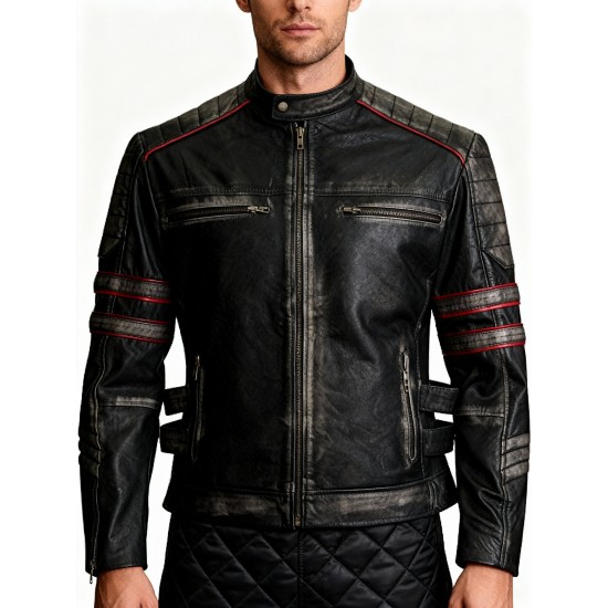 Men Antique Motorcycle Black Distressed Leather Jacket Men Antique Motorcycle Black Distressed Leather Jacket