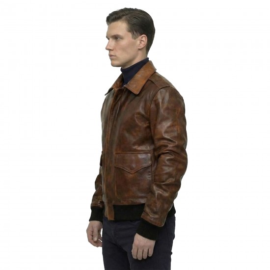 Men’s A-2 Aviator Brown Leather Jacket Men’s A-2 Aviator Brown Leather Jacket