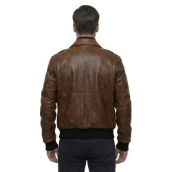 Men’s A-2 Aviator Brown Leather Jacket