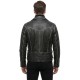 Men’s Asymmetrical Zipper Brando-Style Distressed Black Leather Jacket