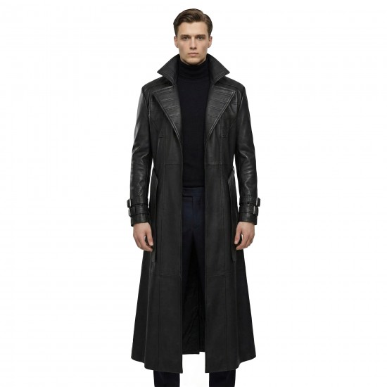 Men’s Black Long Leather Trench Coat - Cosplay Edition - Gambit Coat