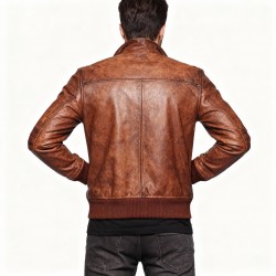 Men’s Brown Real Leather Jacket – Vintage Distressed Lambskin Biker