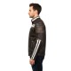 Men’s Café Racer Vintage Striped Distressed Brown Leather Jacket