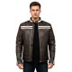 Men’s Café Racer Vintage Striped Distressed Brown Leather Jacket