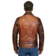 Men’s Classic Brando-Style Vintage Distressed Brown Leather Biker Jacket