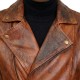 Men’s Classic Brando-Style Vintage Distressed Brown Leather Biker Jacket