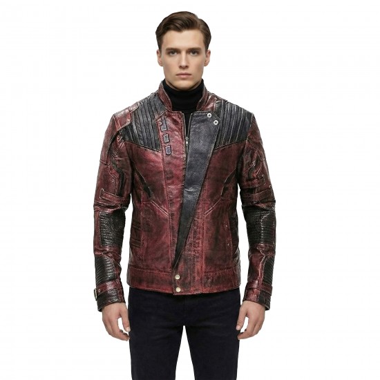 Men’s Distressed Leather Jacket – Handmade Asymmetrical Moto Jacket, Genuine Leather,  Custom Size Available