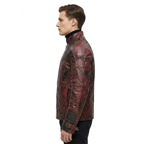 Men’s Distressed Leather Jacket – Handmade Asymmetrical Moto Jacket, Genuine Leather,  Custom Size Available