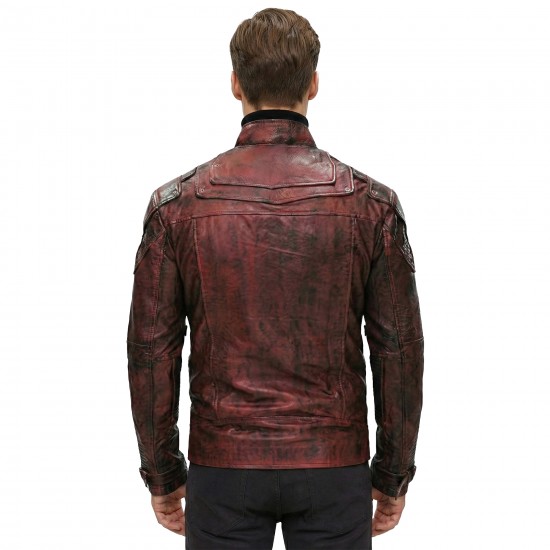 Men’s Distressed Leather Jacket – Handmade Asymmetrical Moto Jacket, Genuine Leather,  Custom Size Available