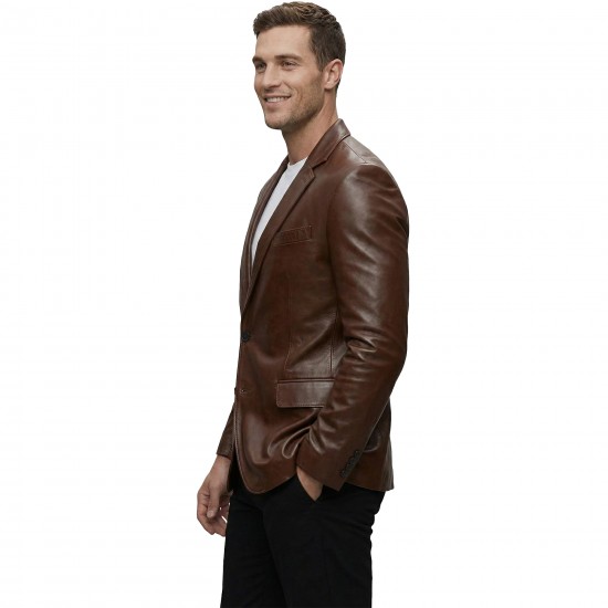 Men’s Genuine Leather Blazer – Real Sheepskin Casual Leather Jacket in Black & Brown Men’s Genuine Leather Blazer – Real Sheepskin Casual Leather Jacket in Black & Brown