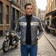 Men’s Grey Statement Leather Bomber Jacket