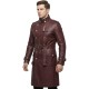 Men’s Maroon Leather Trench Coat –Inspired by Anime Military Commanders | Long Gothic Leather Cosplay Overcoat