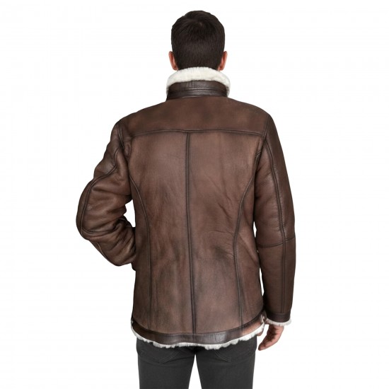 Men’s Shearling Leather Jacket | Genuine Lambskin Winter Bomber with High Collar & Zip Front Men’s Shearling Leather Jacket | Genuine Lambskin Winter Bomber with High Collar & Zip Front