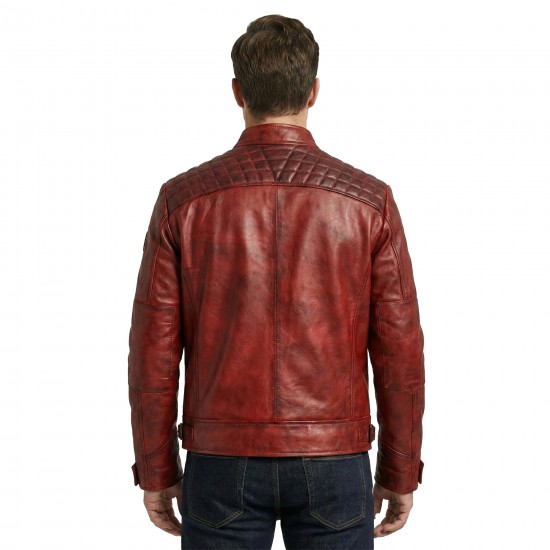 Men’s Vintage Burgundy Red Biker Leather Jacket – Handmade Diamond Quilted Motorcycle Style Men’s Vintage Burgundy Red Biker Leather Jacket – Handmade Diamond Quilted Motorcycle Style