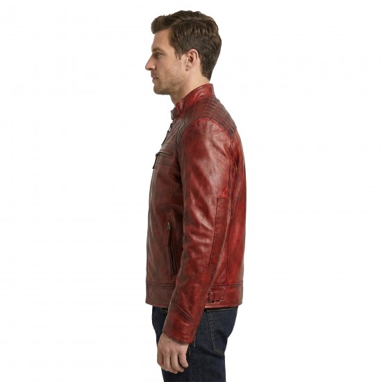 Men’s Vintage Burgundy Red Biker Leather Jacket – Handmade Diamond Quilted Motorcycle Style Men’s Vintage Burgundy Red Biker Leather Jacket – Handmade Diamond Quilted Motorcycle Style