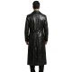 Men’s Black Leather Trench Coat – WWII German Officer Inspired Vintage Double-Breasted Overcoat