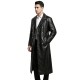 Men’s Black Leather Trench Coat – WWII German Officer Inspired Vintage Double-Breasted Overcoat