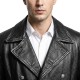Men’s Black Leather Trench Coat – WWII German Officer Inspired Vintage Double-Breasted Overcoat
