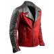 Men's Brando Black & Red Jacket Made with Denim & Leather