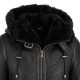 Women’s Black B3 Shearling Bomber Jacket – Genuine Sheepskin Aviator Coat with Detachable Hood 