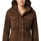 Women’s Brown Suede Leather Jacket – Handmade Utility Style Jacket, Genuine Leather