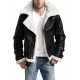 Acro B4 Bomber Navy Blue Fur Leather Jacket