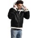 Acro B4 Bomber Navy Blue Fur Leather Jacket